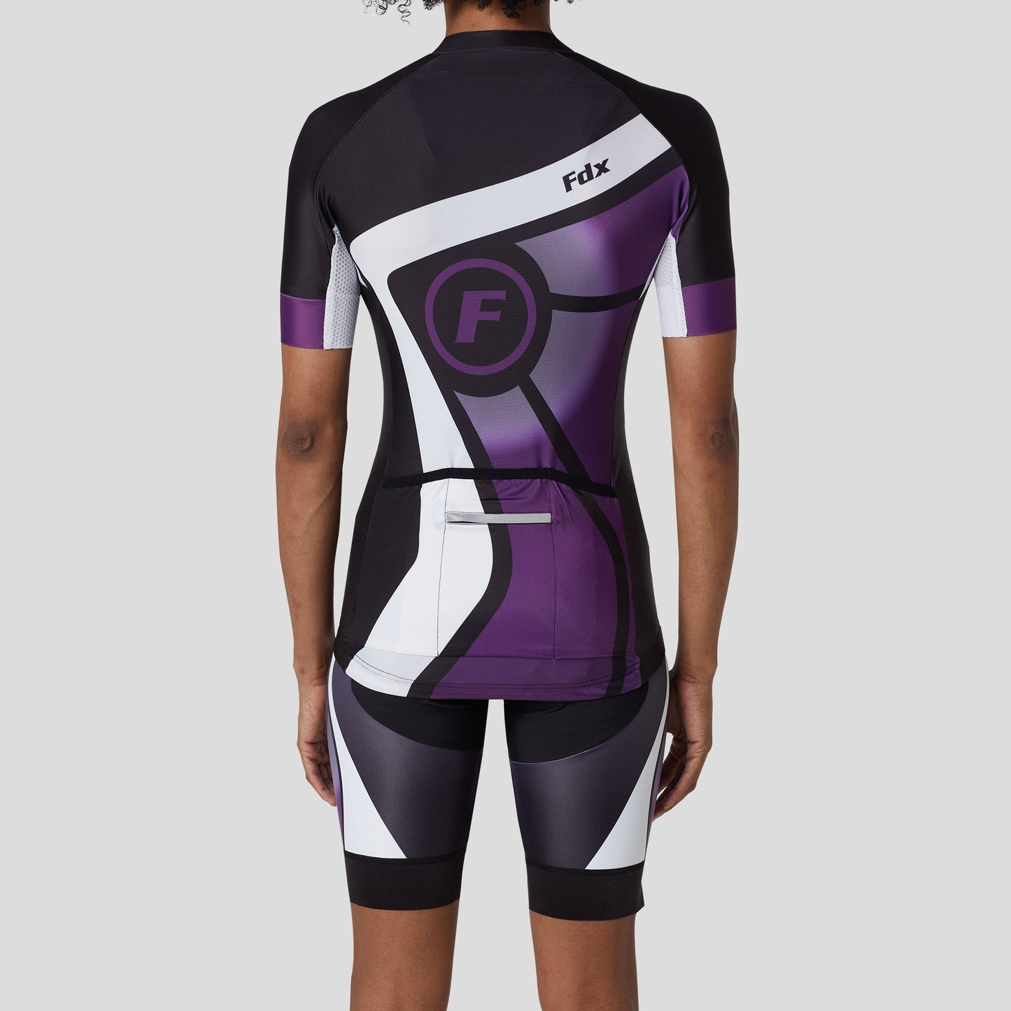 Fdx Women's Set Signature Purple Short Sleeve Cycling Jersey & Bib Shorts