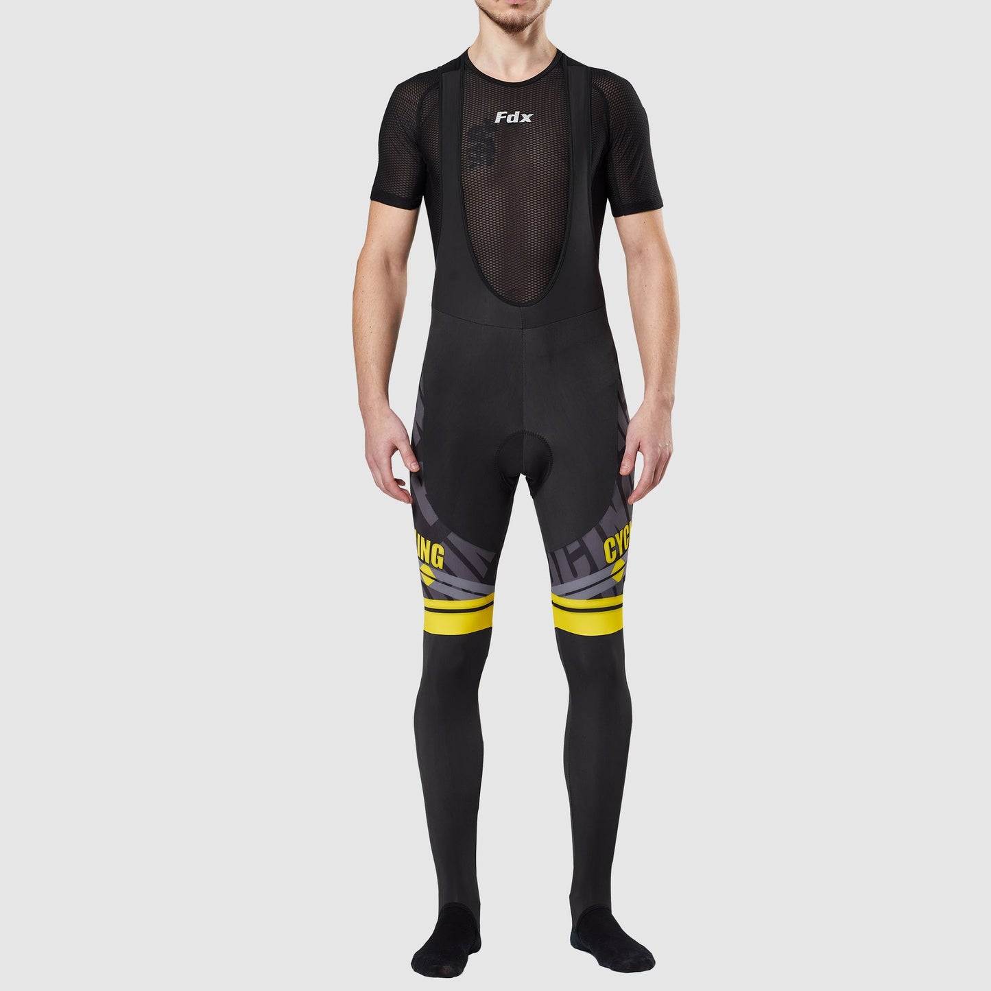 Fdx Core Men's Yellow Thermal Padded Cycling Bib Tights