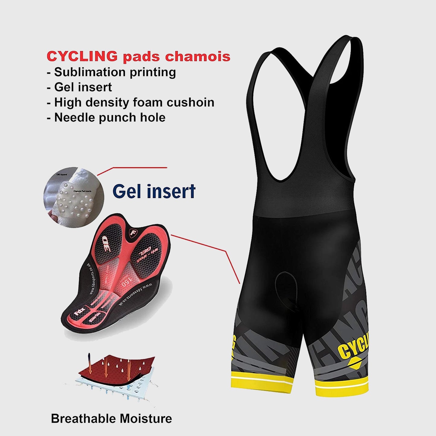 Fdx Core Yellow Men's Padded Summer Cycling Bib Shorts