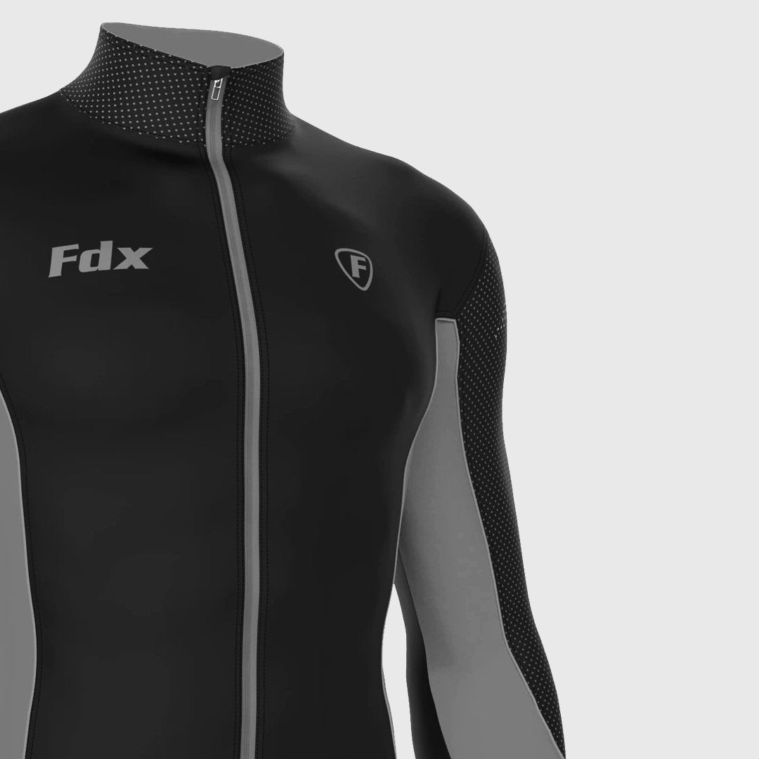 Fdx Thermodream Men's Grey Thermal Roubaix Long Sleeve Cycling Jersey