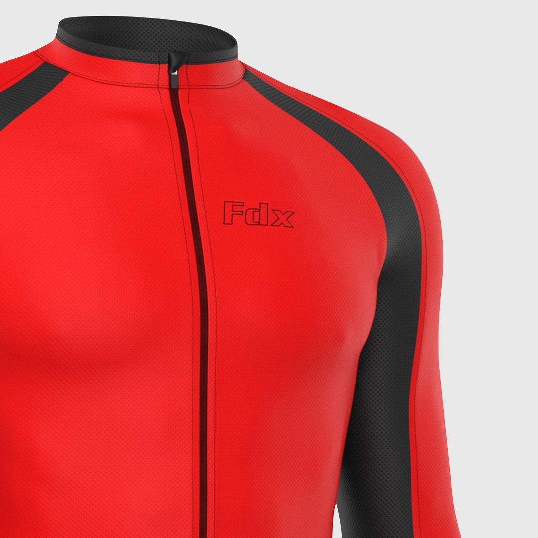 Fdx Transition Red Men's Long Sleeve Winter Cycling Jersey