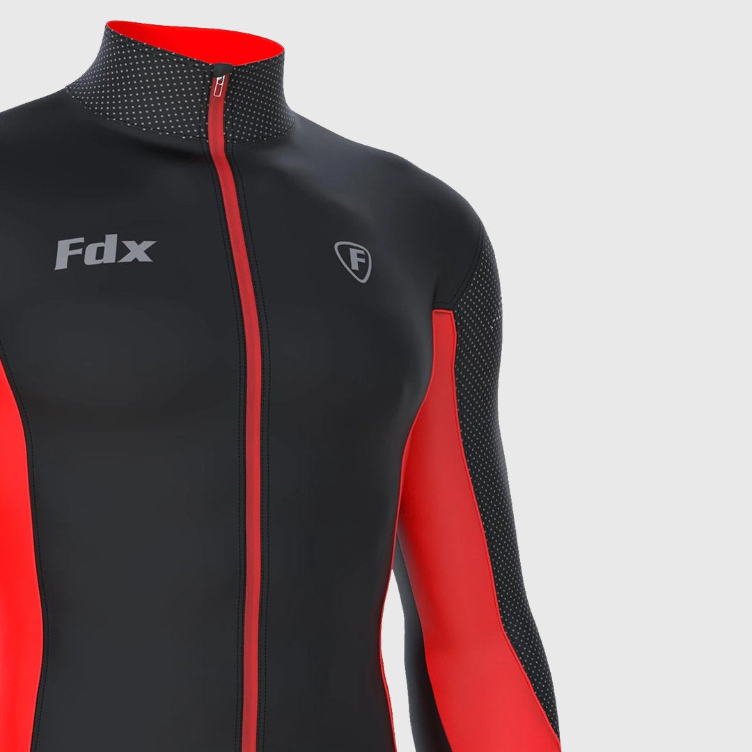 Fdx Thermodream Men's Red Thermal Roubaix Long Sleeve Cycling Jersey