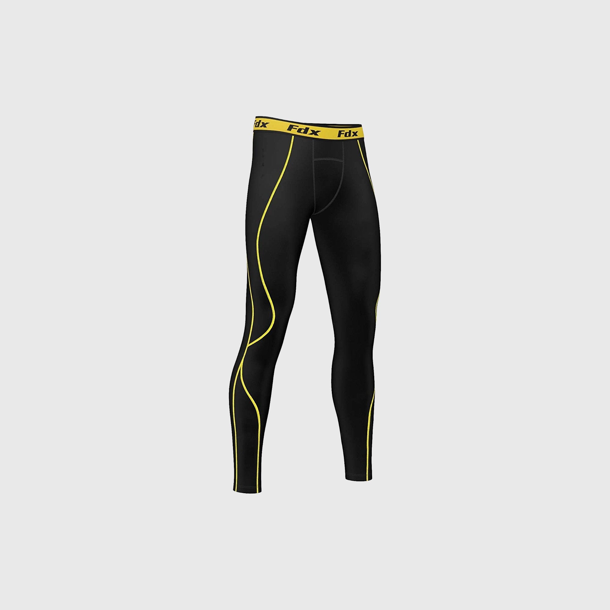 Fdx Blitz Men's Yellow Set Skin Fit Compression Top & Leggings