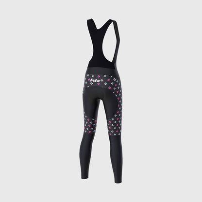 Fdx Ripple Pink Women's Padded Winter Cycling Bib Tights