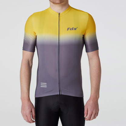 Fdx Duo Yellow / Grey Men's Short Sleeve Summer Cycling Jersey