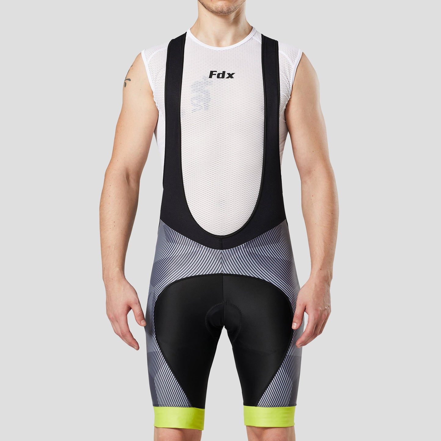 Fdx Men's Set Splinter Yellow Summer Cycling Jersey & Padded Bib Shorts