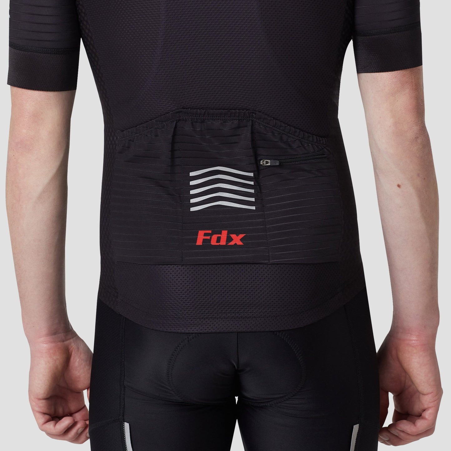 Fdx Men's Set Essential Black Short Sleeve Summer Cycling Jersey & Cargo Bib Shorts