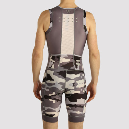 Fdx Camouflage Grey Men's Padded Triathlon Suit