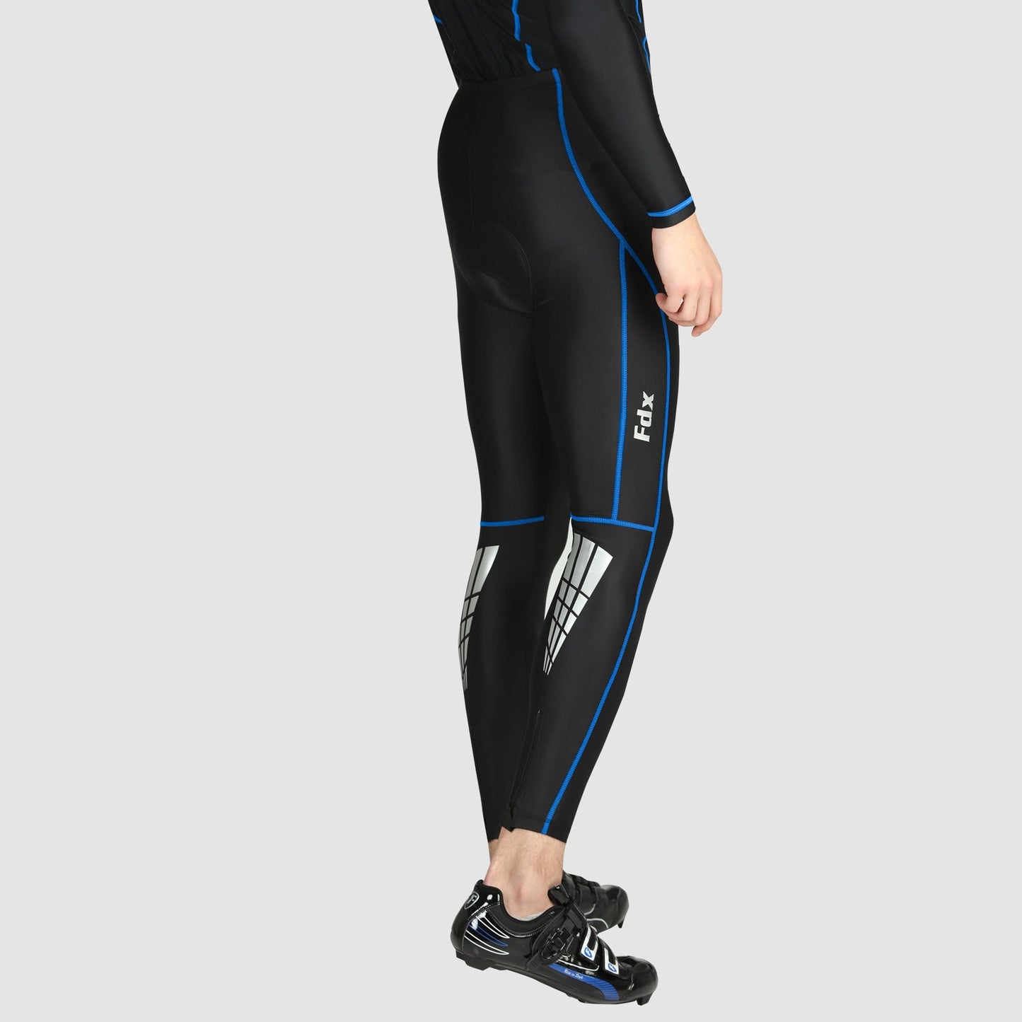 Fdx Heatchaser Blue Men's Compression Winter Cycling Tights