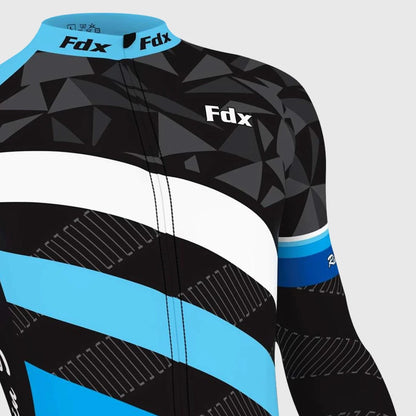 Fdx Men's Set Equin Thermal Roubaix Long Sleeve Cycling Jersey & Bib Tights - Blue