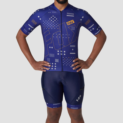 Fdx Men's Set All Day Blue Short Sleeve Jersey & Bib Shorts