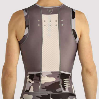 Fdx Camouflage Grey Men's Padded Triathlon Suit