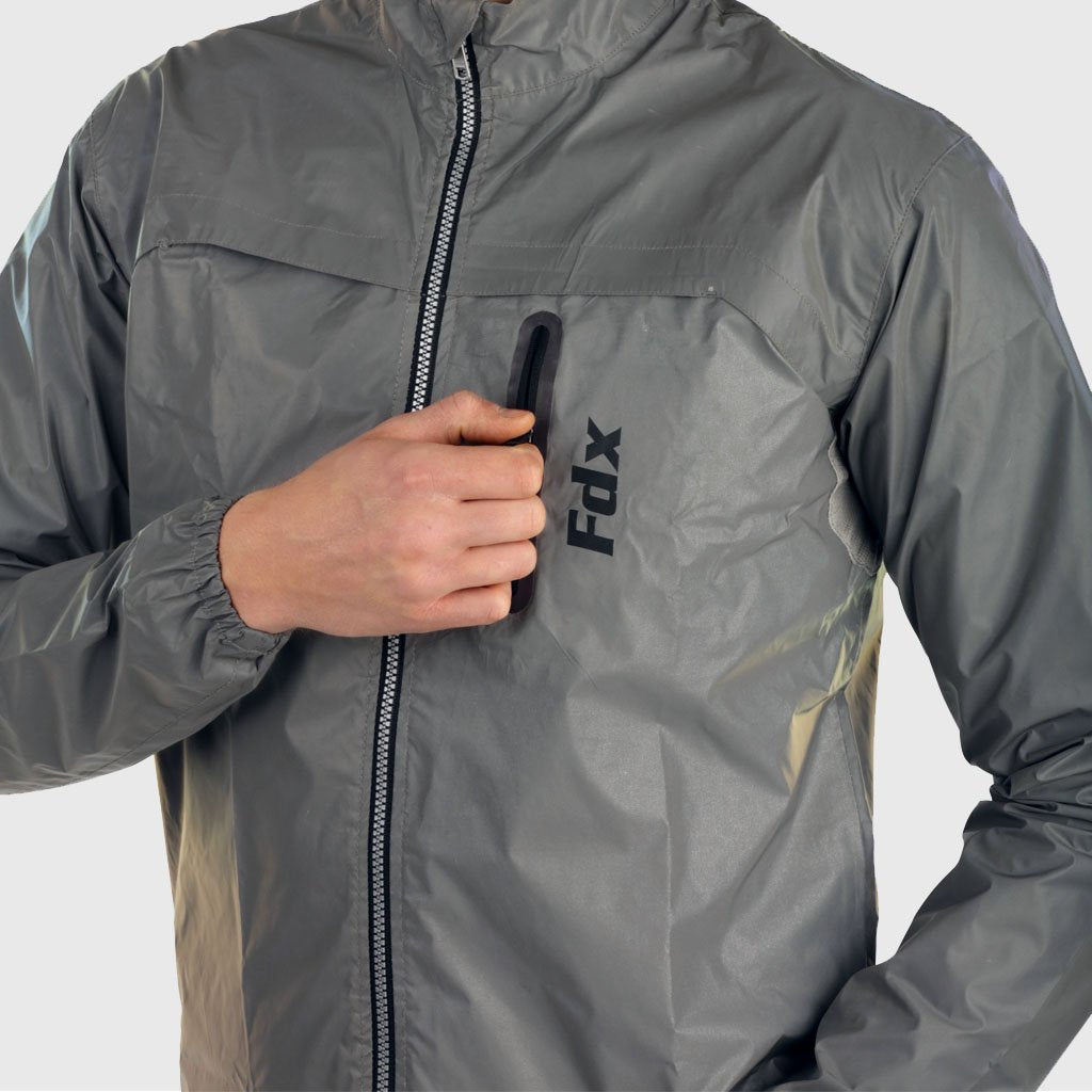 Fdx 360° Silver High Visibility Waterproof Cycling Jacket
