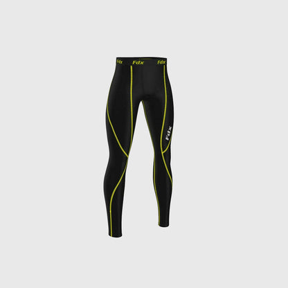 Fdx Men's Set Yellow Thermolinx Compression Base Layer Shirt & Leggings