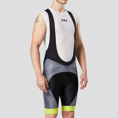 Fdx Men's Set Splinter Yellow Summer Cycling Jersey & Padded Bib Shorts