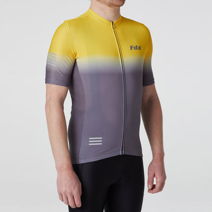 Fdx Duo Yellow / Grey Men's Short Sleeve Summer Cycling Jersey