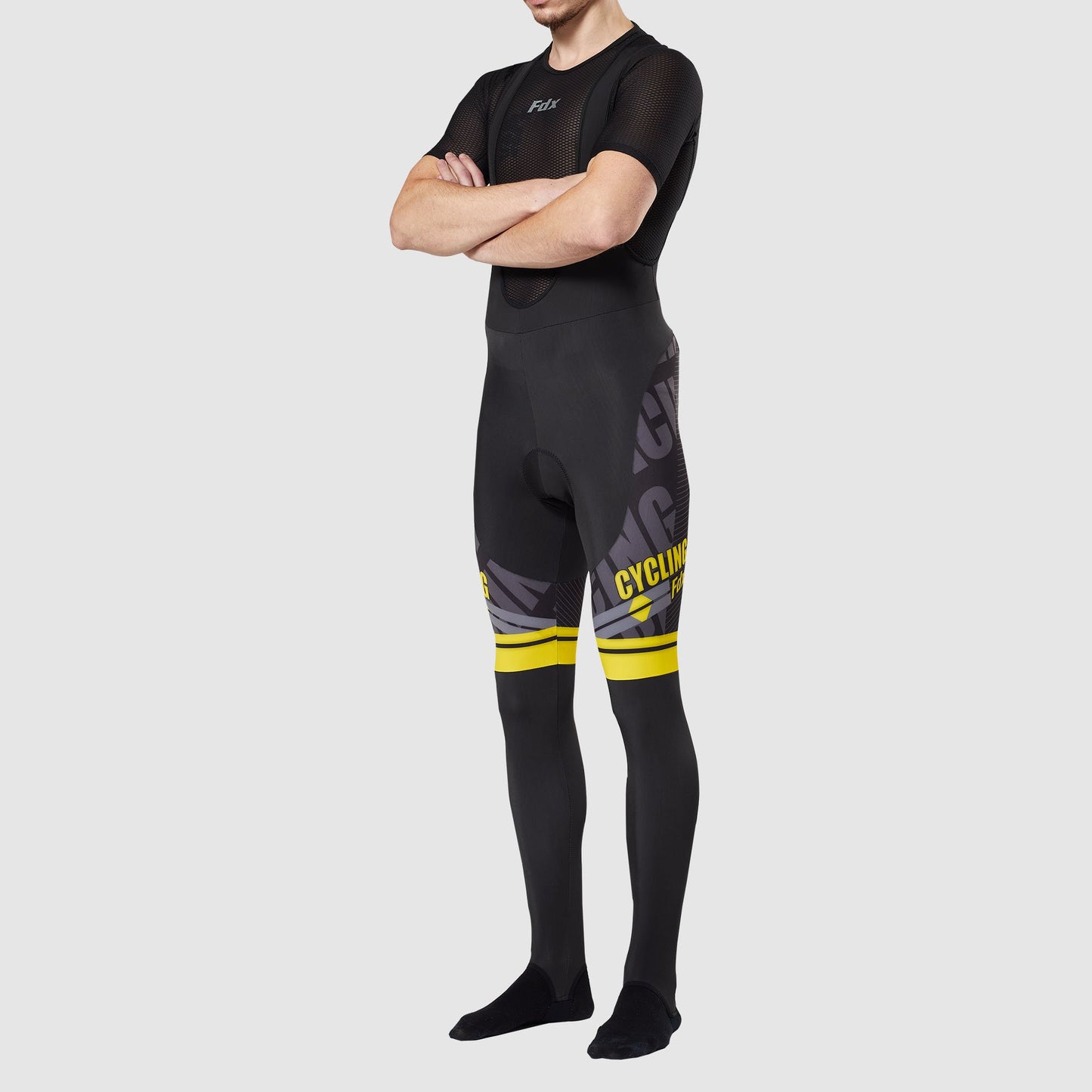 Fdx Core Men's Yellow Thermal Padded Cycling Bib Tights