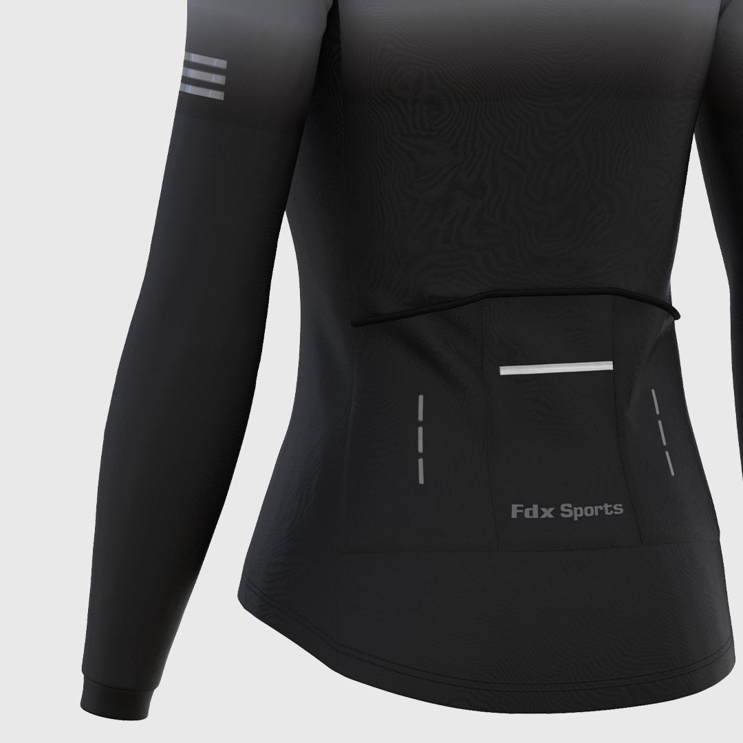 Fdx Women's Set Duo Thermal Long Sleeve Cycling Jersey & Bib Tights - Black / Grey