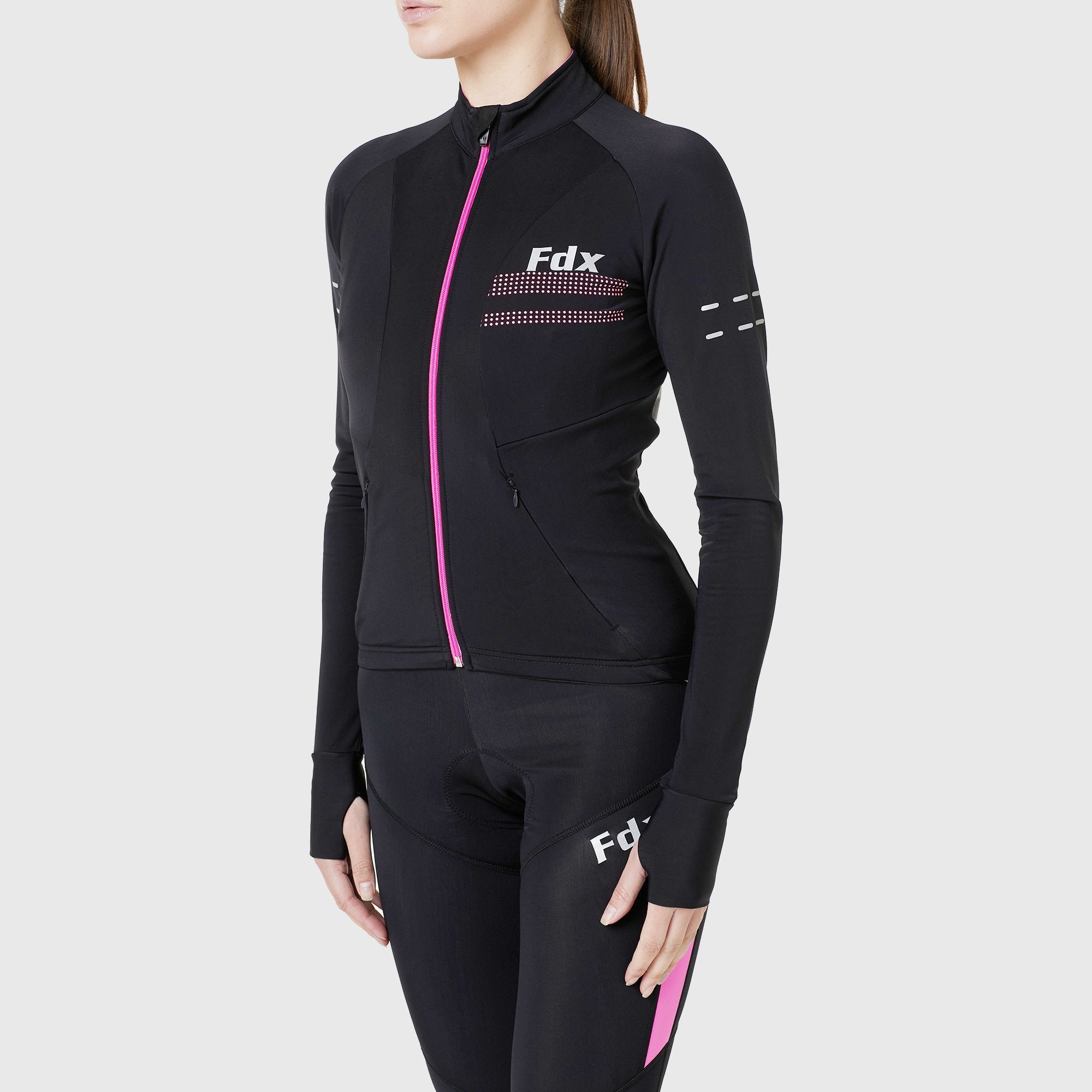 Fdx Arch Women's Pink Thermal Roubaix Long Sleeve Cycling Jersey