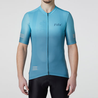 Fdx Duo Blue Men's Short Sleeve Summer Cycling Jersey