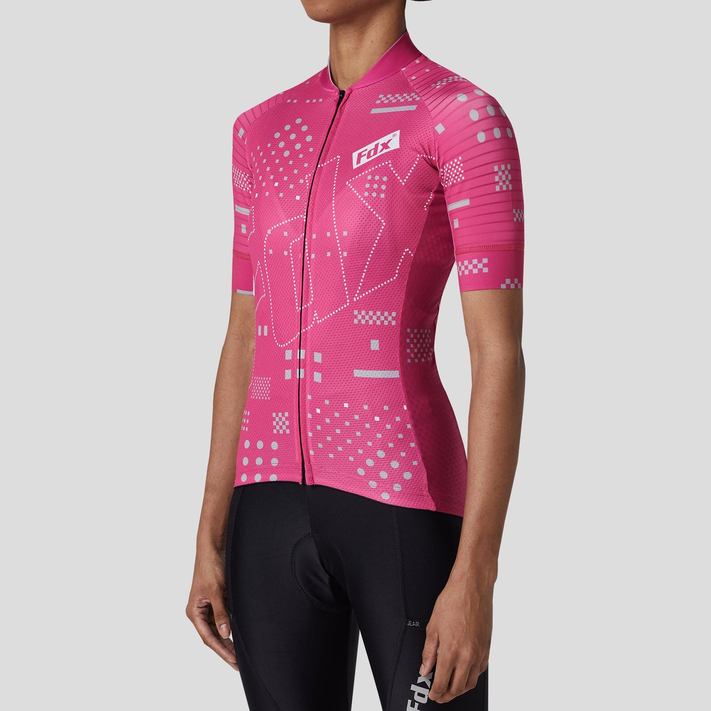 Fdx Women's Set All Day Pink Short Sleeve Cycling Jersey & Cargo Bib Shorts