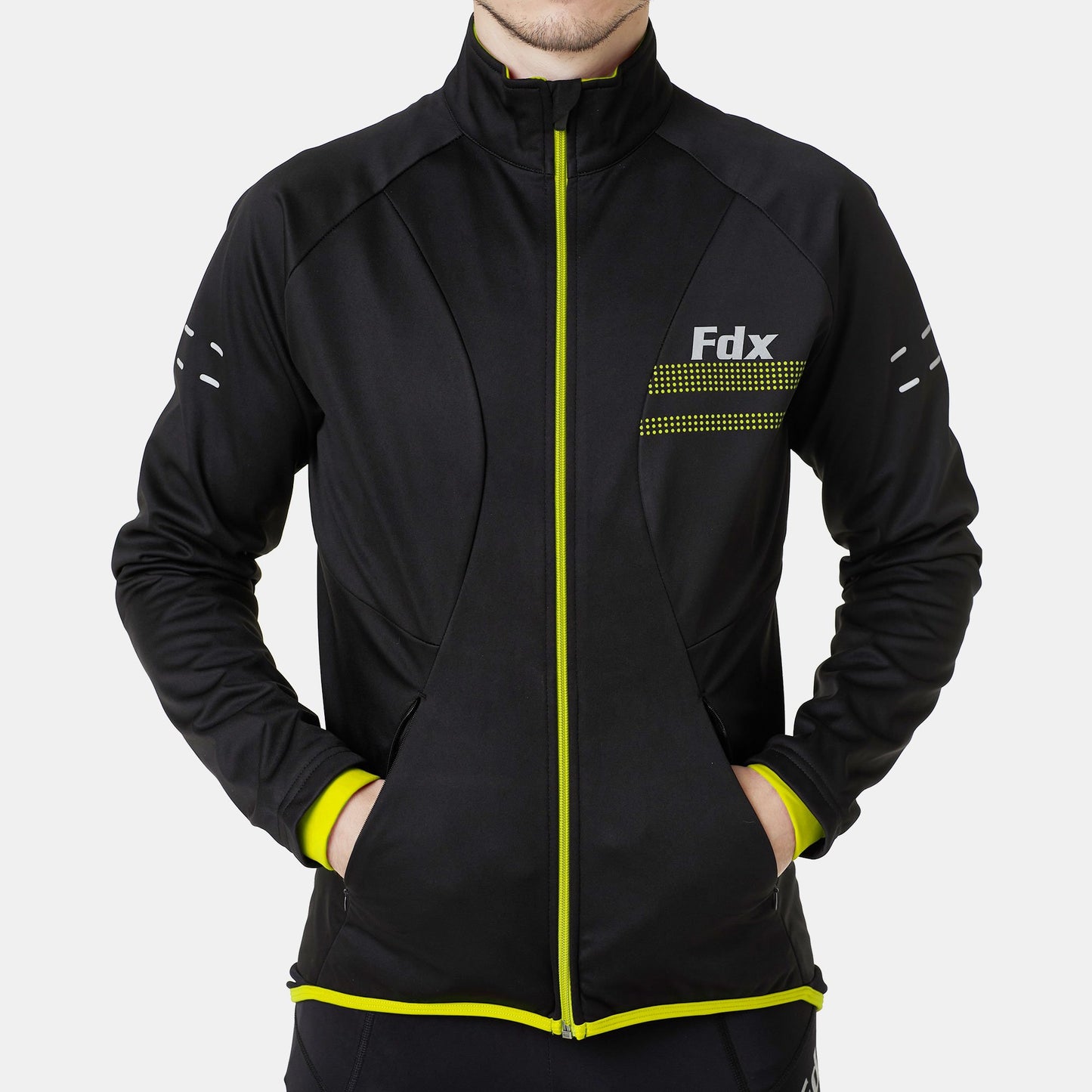 Fdx Arch Men's Fluorescent Yellow Windproof & Water Resistant Cycling Jacket