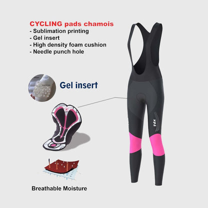 Fdx Women's Set Thermodream Thermal Long Sleeve Cycling Jersey & Bib Tights - Pink