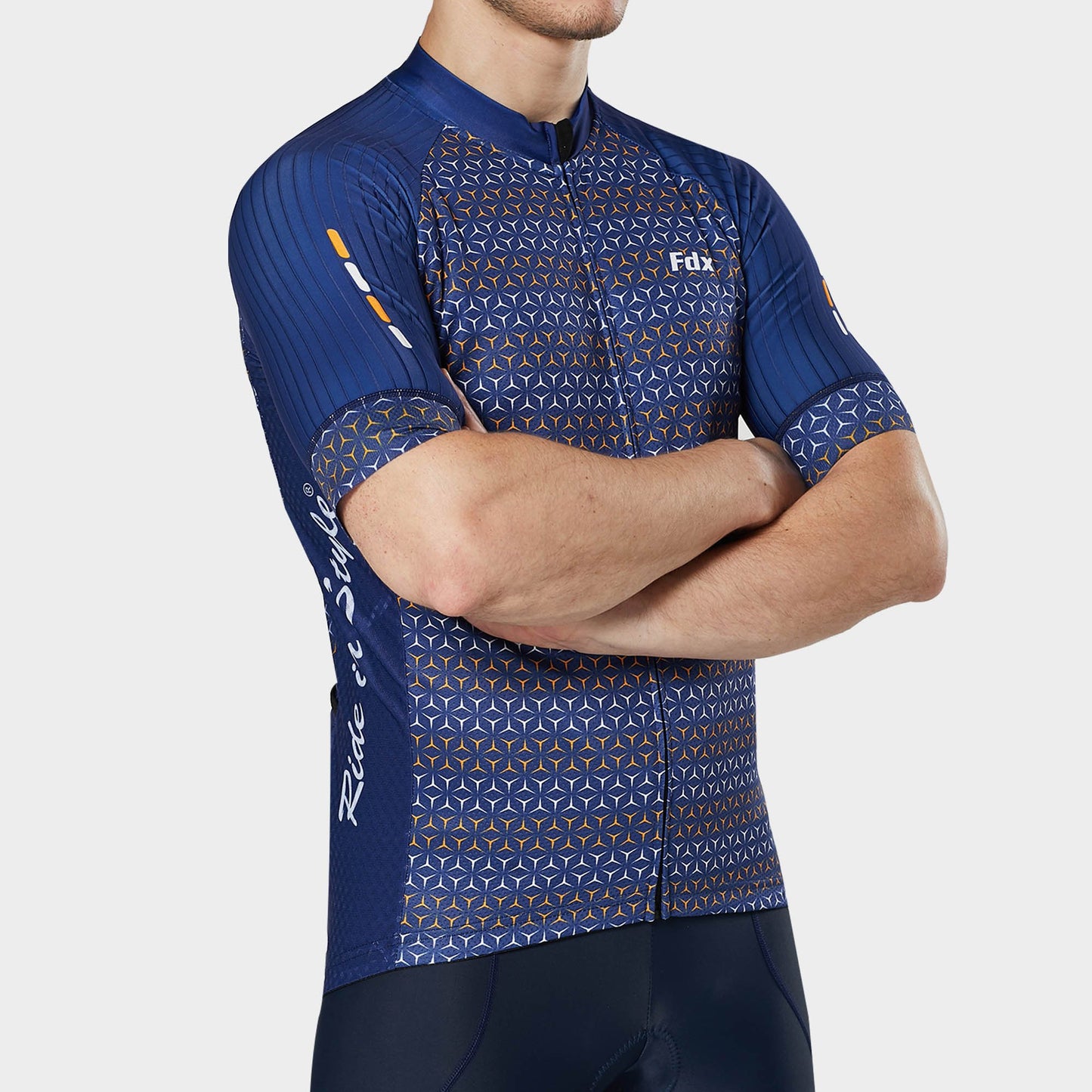 Fdx Vega Blue Men's Short Sleeve Summer Cycling Jersey