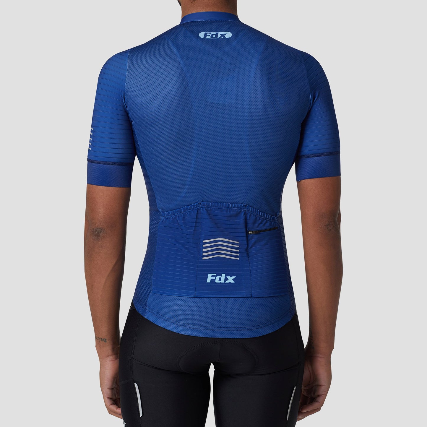 Fdx Men's Set Essential Blue Short Sleeve Summer Cycling Jersey & Cargo Bib Shorts