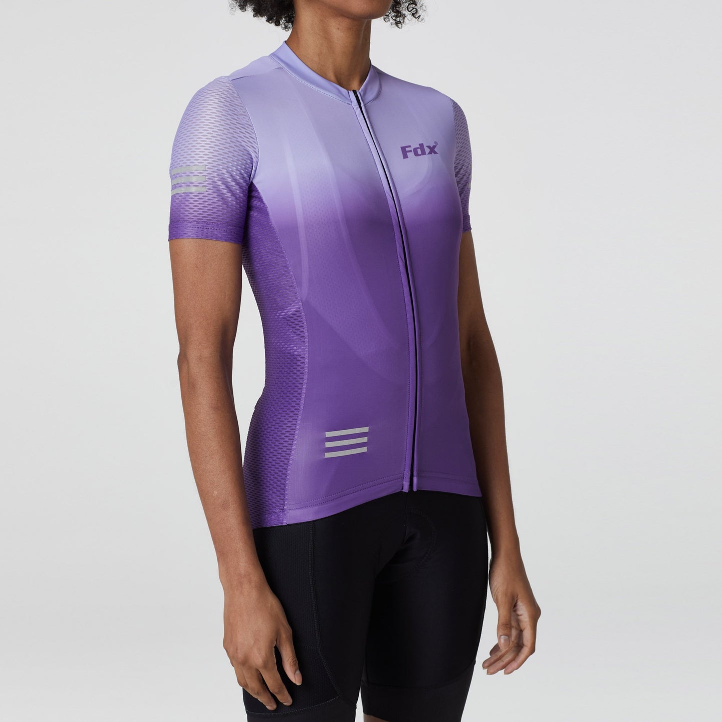 Fdx Women's Set Duo Purple Short Sleeve Cycling Jersey & Cargo Bib Shorts