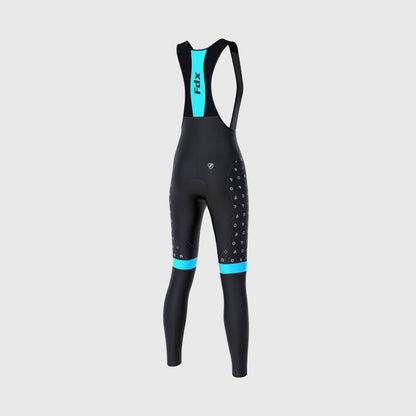 Fdx Polka Dots Sky Blue Women's Padded Winter Cycling Bib Tights