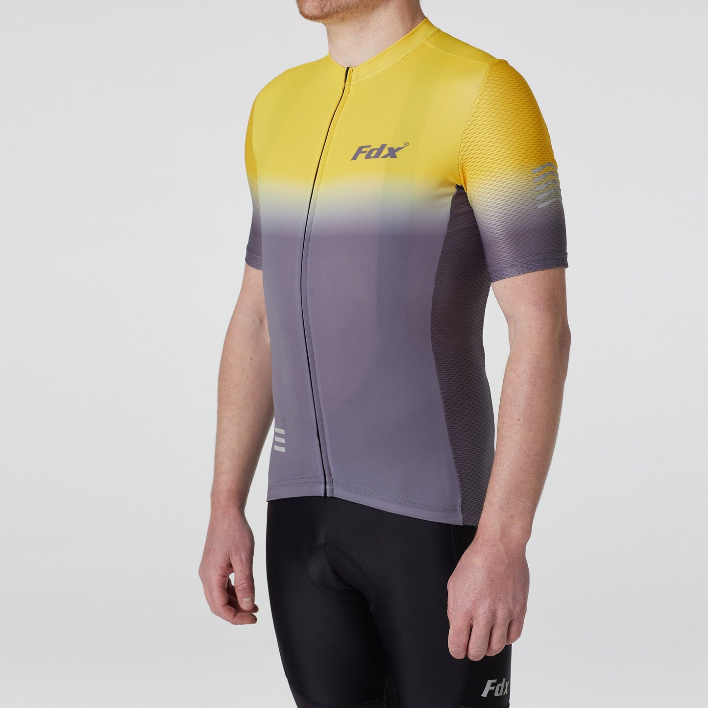 Fdx Duo Yellow / Grey Men's Short Sleeve Summer Cycling Jersey