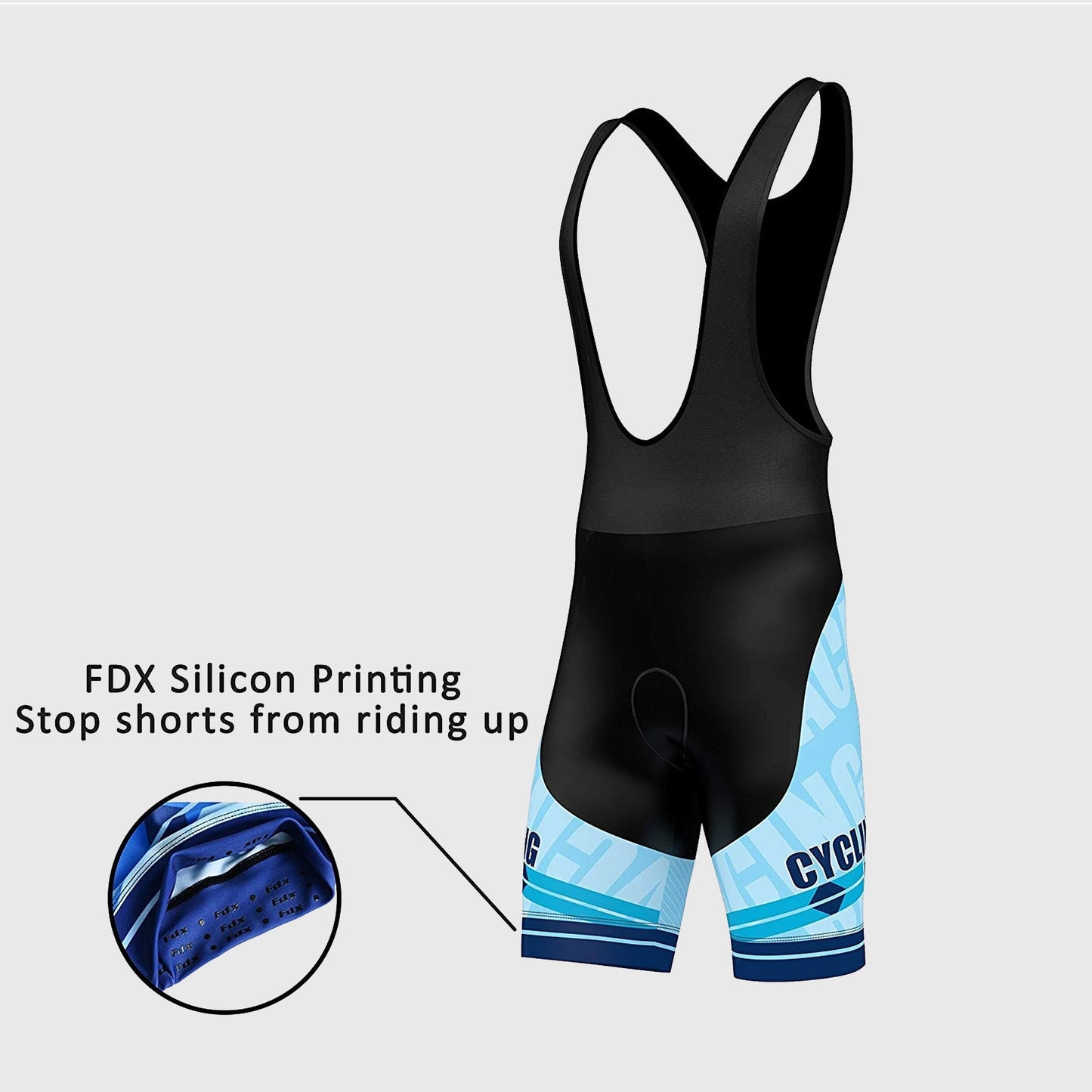 Fdx Core Blue Men's Padded Summer Cycling Bib Shorts