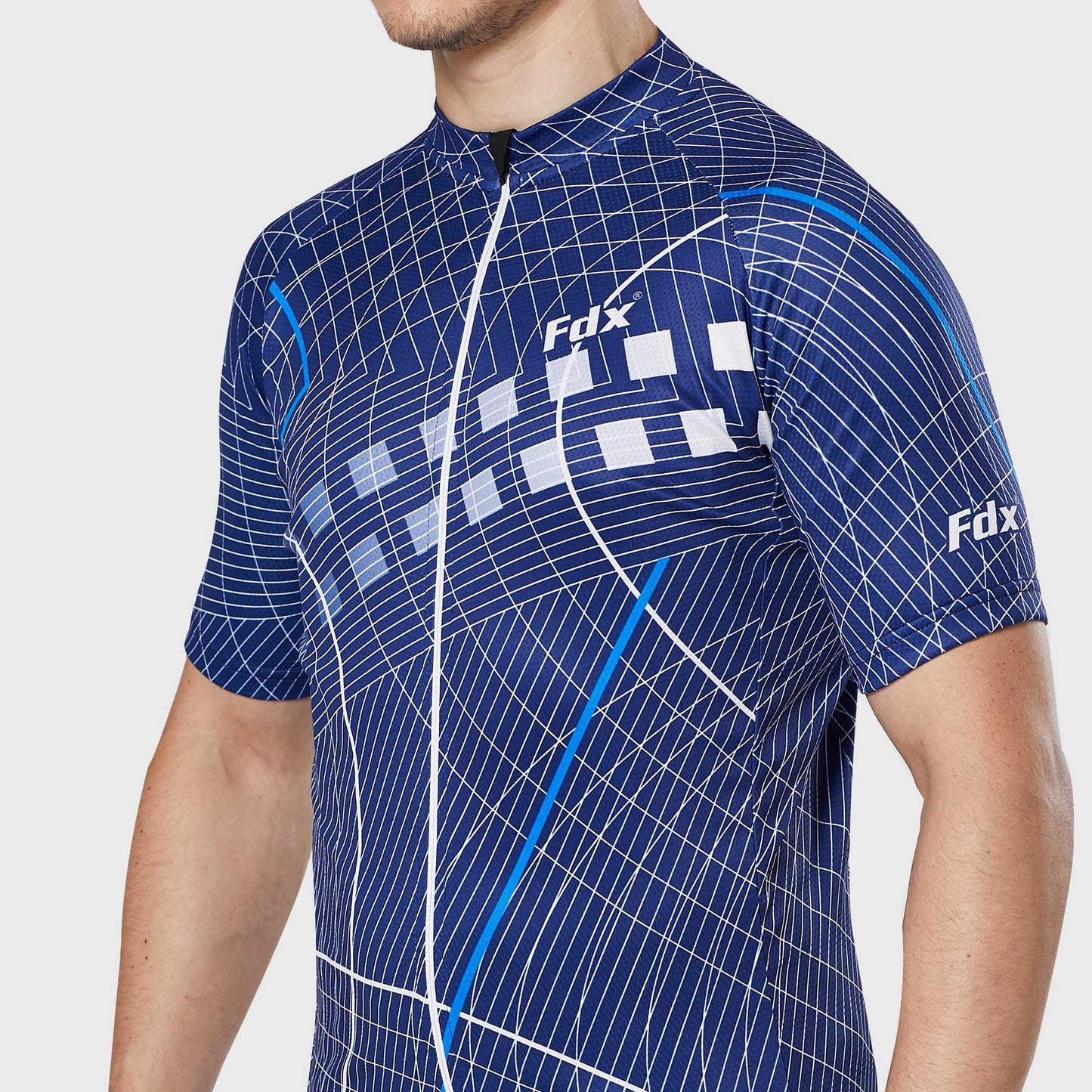 Fdx Classic II Blue Men's Short Sleeve Summer Cycling Jersey