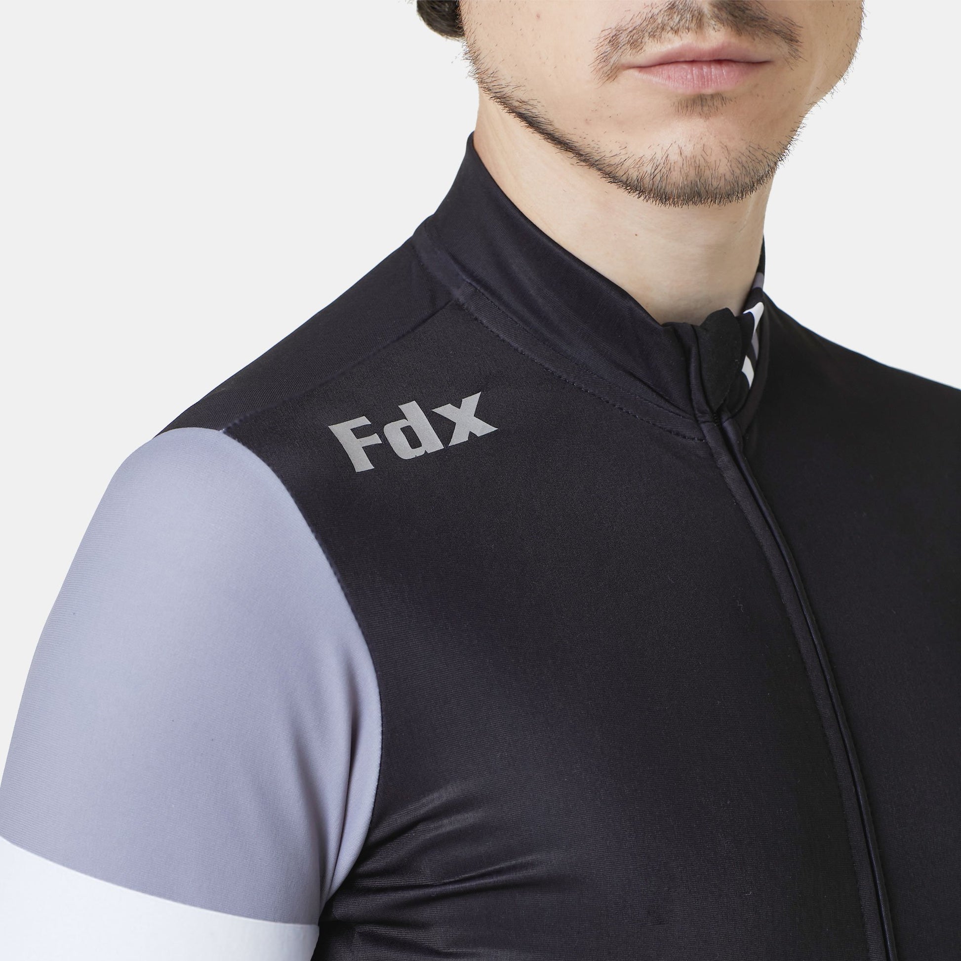 Fdx black & Grey Men Long Sleeve Thermal Cycling Jersey Water Resistant Reflected Strips Moist-Wicking lightweight & Pockets - Limited Edition US