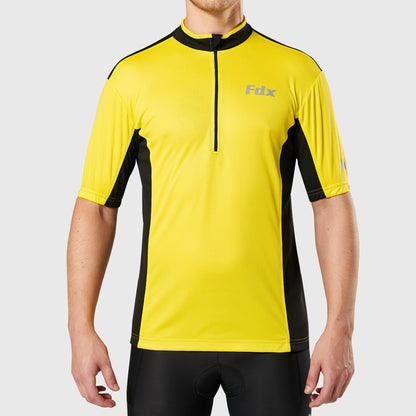 Fdx Vertex Yellow Men's Short Sleeve Summer Cycling Jersey