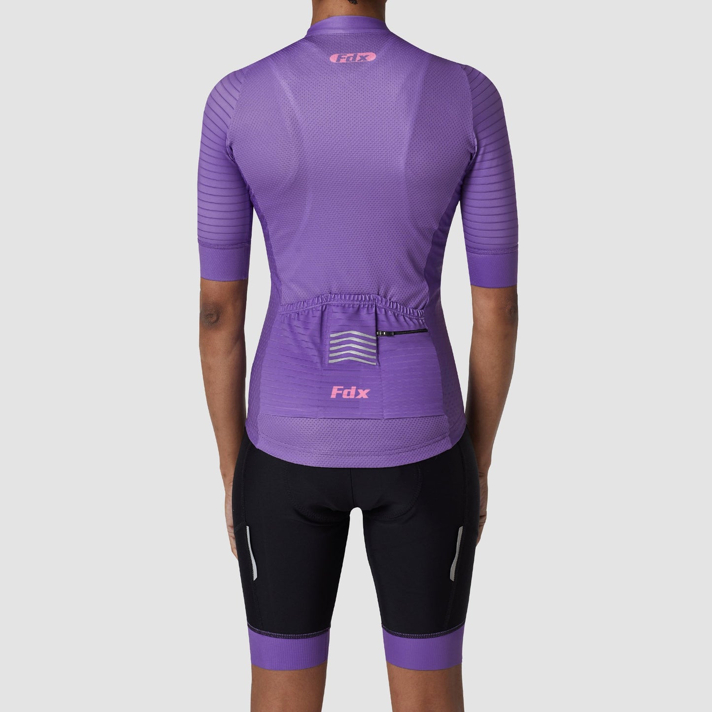 Fdx Women's Set Essential Purple Short Sleeve Cycling Jersey & Cargo Bib Shorts