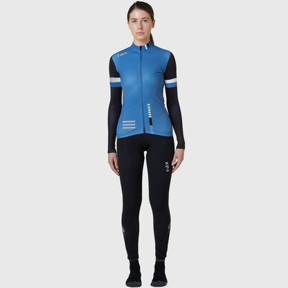 Fdx Women's Set Limited Edition Thermal Roubaix Long Sleeve Cycling Jersey & Bib Tights - Blue