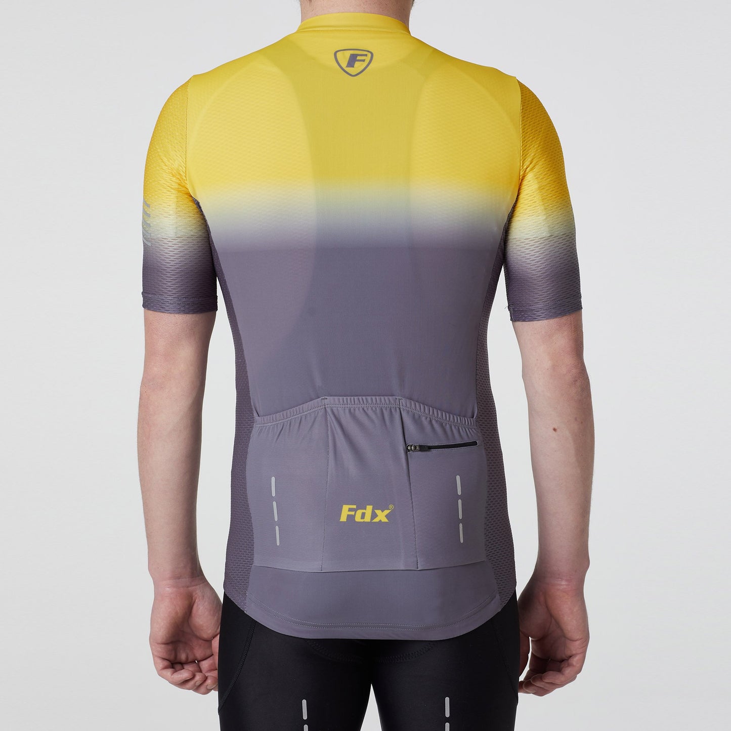 Fdx Duo Yellow / Grey Men's Short Sleeve Summer Cycling Jersey