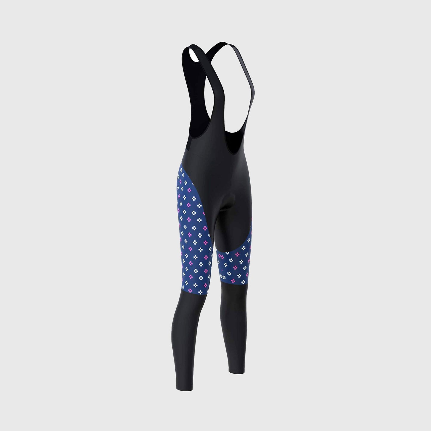 Fdx Ripple Navy Blue Women's Padded Winter Cycling Bib Tights