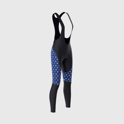 Fdx Ripple Navy Blue Women's Padded Winter Cycling Bib Tights