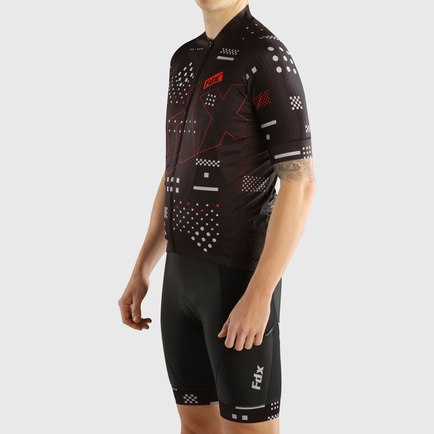 Fdx Men's Set All Day Black Short Sleeve Jersey & Bib Shorts