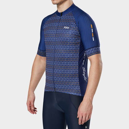 Fdx Vega Blue Men's Short Sleeve Summer Cycling Jersey