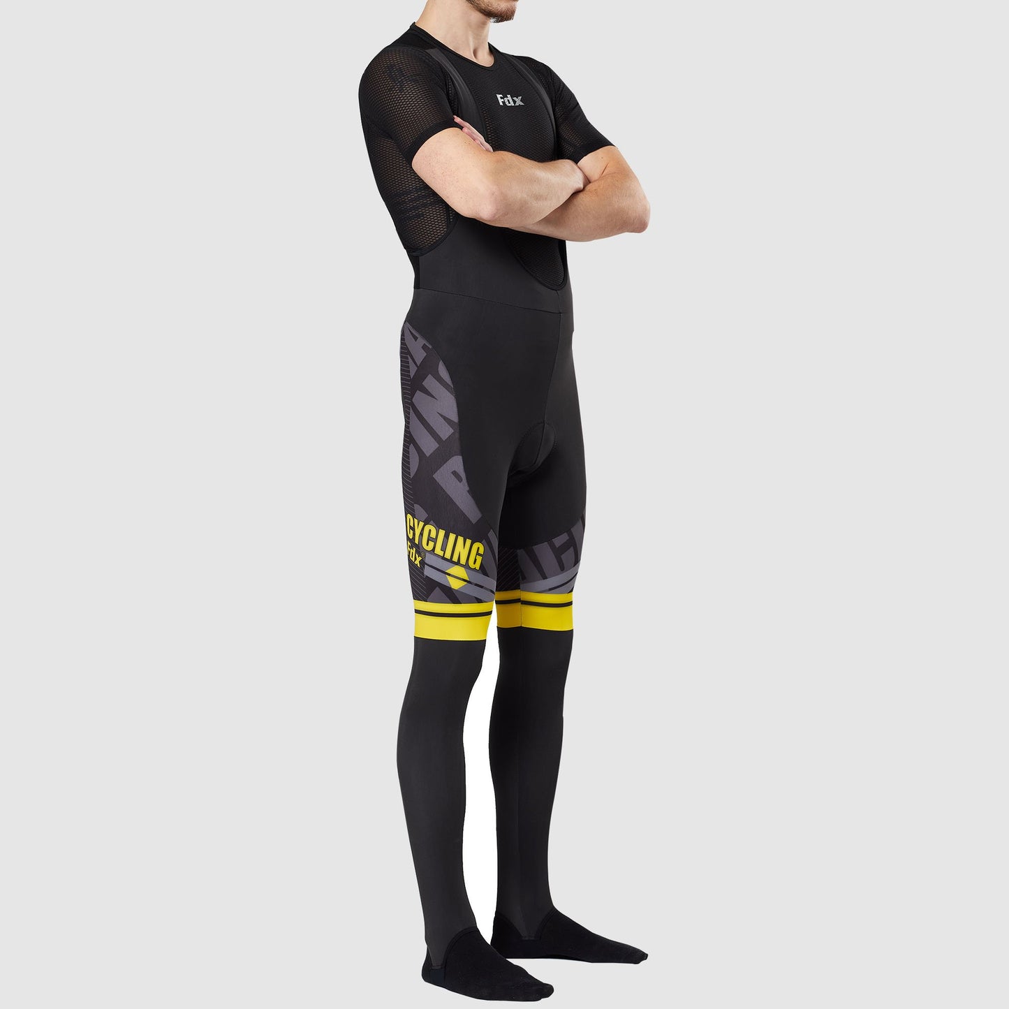 Fdx Core Men's Yellow Thermal Padded Cycling Bib Tights