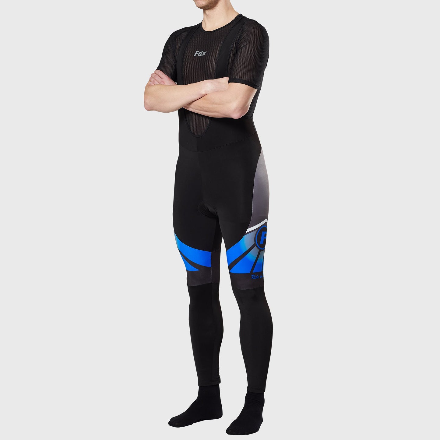 Fdx Men's Set Signature Thermal Roubaix Long Sleeve Cycling Jersey & Bib Tights - Blue