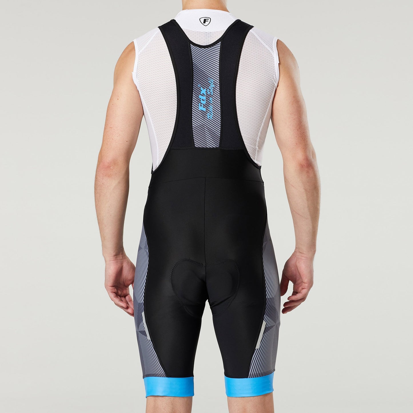 Fdx Splinter Blue Men's Padded Summer Cycling Bib Shorts