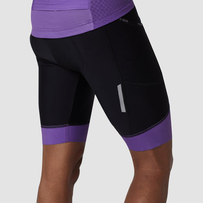 Fdx Women's Set Essential Purple Short Sleeve Cycling Jersey & Cargo Bib Shorts