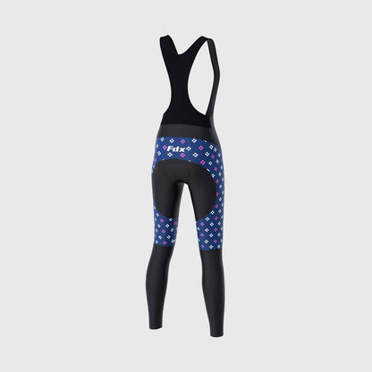 Fdx Ripple Navy Blue Women's Padded Winter Cycling Bib Tights