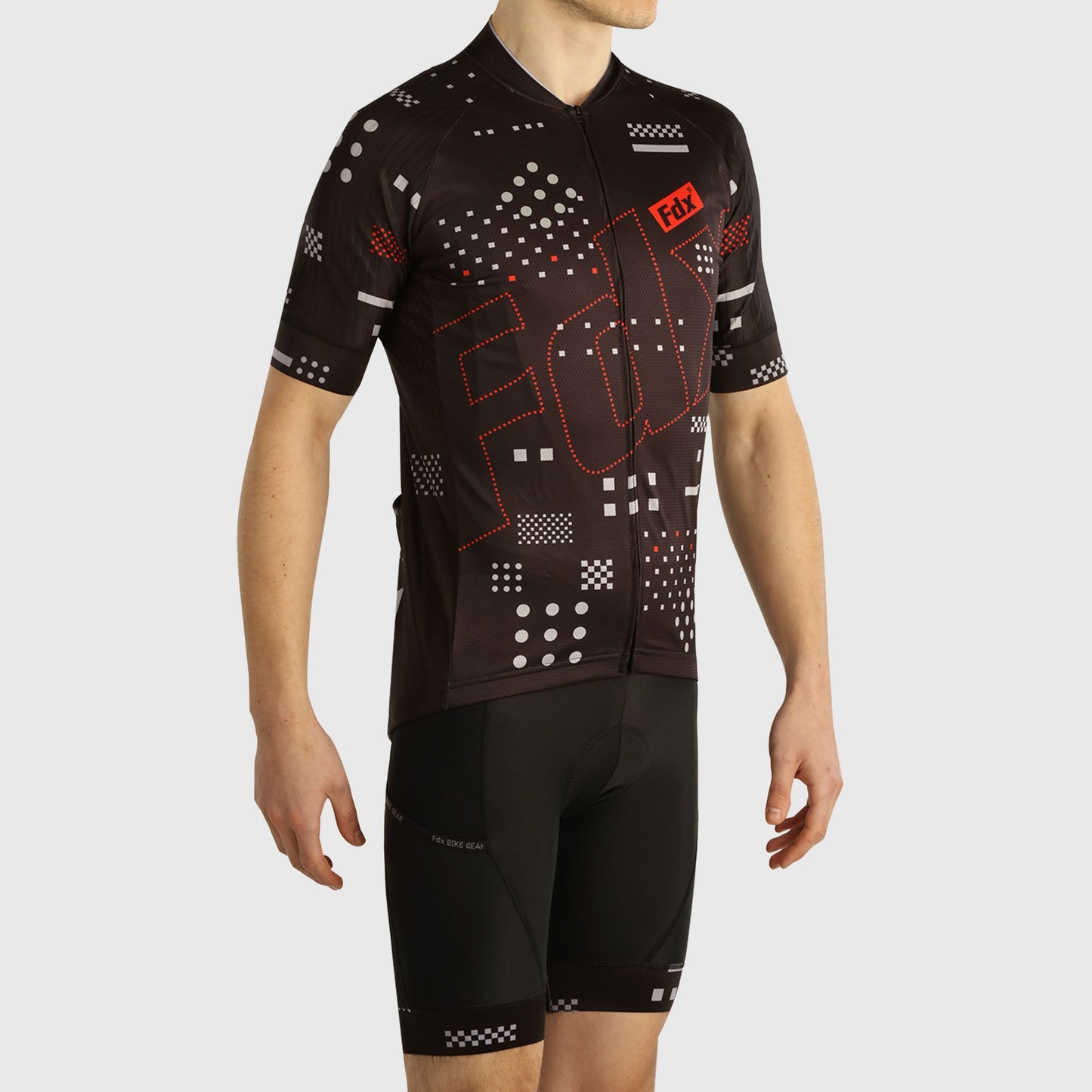 Fdx Men's Set All Day Black Short Sleeve Jersey & Bib Shorts