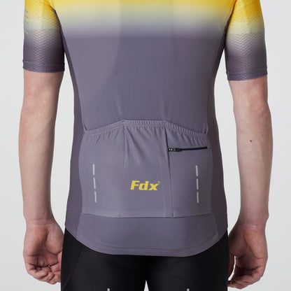 Fdx Duo Yellow / Grey Men's Short Sleeve Summer Cycling Jersey